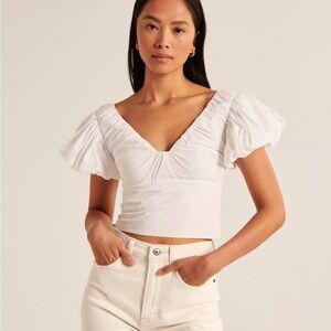 Abercrombie White Puff Sleeve Top